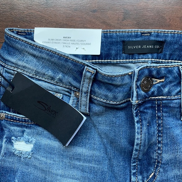 Brand New Silver Jeans Avery Slim Crop High Rose Curvy Jeans - Picture 5 of 8